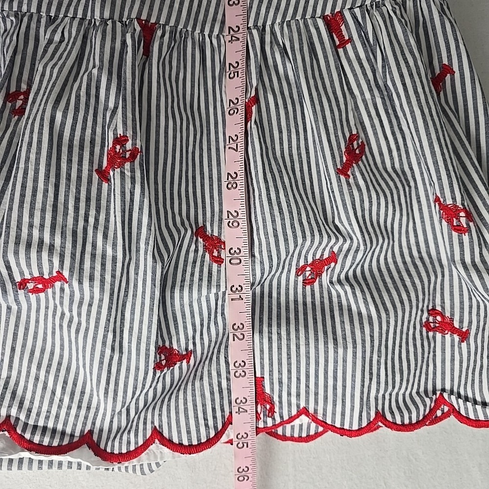 Lands' End Lobster Applique Popover Dress Medium Striped Red Grey Coastal - Picture 6 of 12